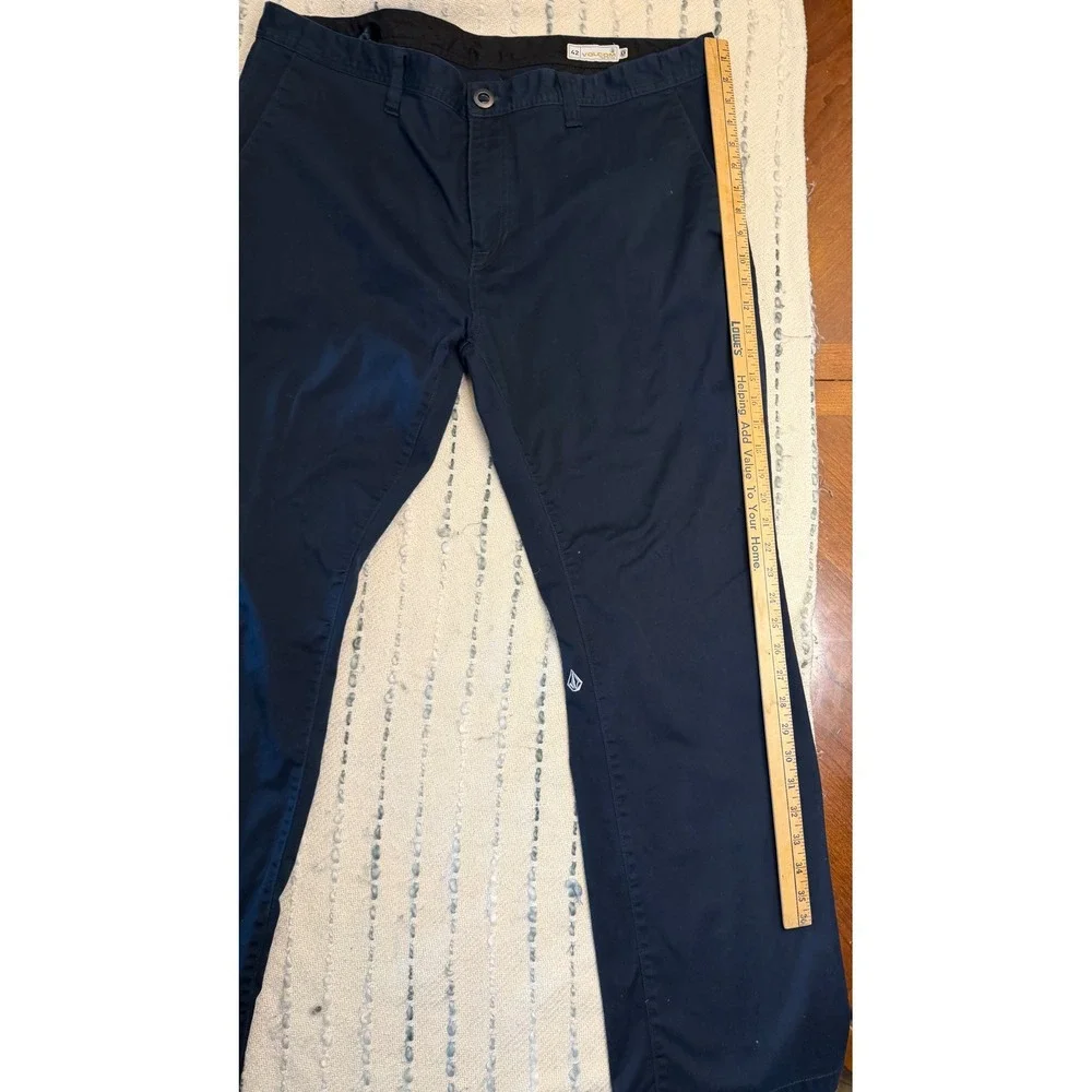 Volcom Frickin Modern Fit Chino Pants Mens 42 Navy Blue Stretch Twill Skateboard